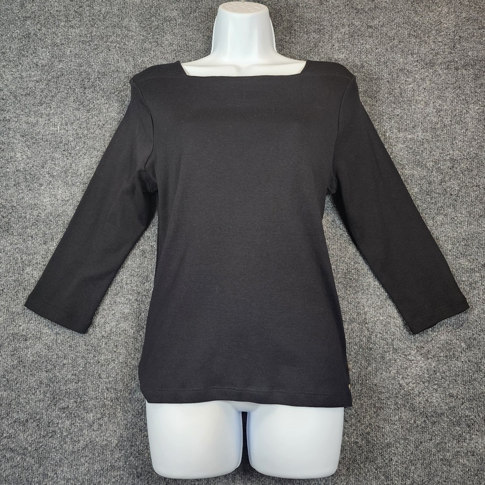 Chico's Ultimate Tee Supima Cotton 3/4 Sleeve Boat Neck Knit Top Size 1 (M)